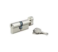 THIRARD - Cylindre de Serrure à Bouton STD - Laiton Nickelé - S'entrouvrant - Mécanisme à 5 Goupilles - 40B x 40 mm - Gris - Protection Anti-Arrachement - Livré avec 3 Clés Crantées