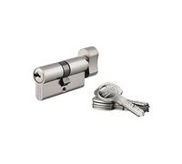 THIRARD - Cylindre de Serrure à Bouton Trafic 6 - Nickel - Haute Sécurité - Anti-Arrachement, Anti-Perçage, Anti-Crochetage - 30B x 30 mm - 5 Clés Plates Réversibles