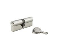 THIRARD - Cylindre de Serrure Double Entrée STD UNIKEY - Laiton Nickelé - S'entrouvrant - Mécanisme à 5 Goupilles - 40 x 45 mm - Gris - Protection Anti-Arrachement - Livré avec 3 Clés Crantées