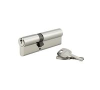 THIRARD - Cylindre de Serrure Double Entrée STD UNIKEY - Laiton Nickelé - S'entrouvrant - Mécanisme à 5 Goupilles - 40 x 60 mm - Gris - Protection Anti-Arrachement - Livré avec 3 Clés Crantées