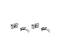 THIRARD Cylindre de serrure double entrée T2, 30 x 30 mm, lot de 2, nickel | Finition nickel, 8 clés fournies par cylindre, s'entrouvrant, usage résidentiel, haute sécurité, installation facile