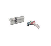 Thirard – Cylindre de serrure double entrée haute-sécurité laiton nickelé Ø30×60 mm 5 clés