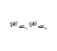 THIRARD Cylindre de serrure double entrée T2, s'entrouvrant, 30 x 40 mm | Finition argent, 8 clés fournies, double entrée, usage résidentiel, anti-perçage, installation facile, standard européen