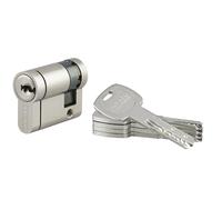 THIRARD Cylindre de serrure double entrée T2 TIGER 6, 30 x 60 mm | Finition nickel, 5 clés fournies, double entrée, usage résidentiel, haute sécurité, installation facile, standard européen