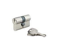 THIRARD - Cylindre de Serrure Européen STD - Laiton Nickelé - Sécurité Anti-Arrachement - Mécanisme à 5 Goupilles - 3 Clés Crantées Acier Nickelé - 27 x 27 mm - Gris