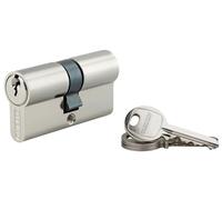 Cylindre de Serrure Double Entrée, 30x30 mm, Anti-Arrachement, Nickel, Vis 45 mm, 3 Clés, Profil Européen, Mécanisme à 5 Goupilles, Panneton Anti Arrachement, pour Porte PVC Et Aluminium, THIRARD
