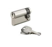 THIRARD Demi-cylindre de serrure UNIKEY, 40 x 10 mm, nickelé | S'entrouvrant, 3 clés fournies, mécanisme à goupilles, montage standard, finition nickelée, haute compatibilité