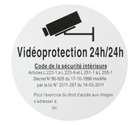 THIRARD - Safety sign diameter 180 mm video protection 24/24 inch with adhesive