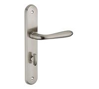 THIRARD - Ensemble de Poignées pour Salle de Bain et Toilette Athena - Acier Embouti - Usage Pratique avec Condamnation - Carré 7 mm - Entr'Axes 195 mm - Finition Nickelé Brossé - Gris