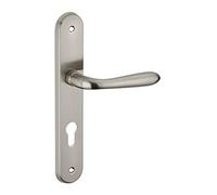 THIRARD - Ensemble de poignées pour porte d'entrée Athena à cylindre, carré 7mm, entr'axes 195mm, nickelé brossé