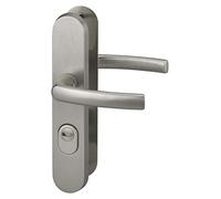THIRARD - Ensemble poignées de sécurité pour porte d'entrée, béquille double, entr'axe de fixation 216mm, aspect inox