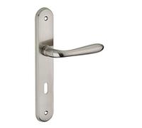 THIRARD - Ensemble de Poignées pour Porte de Chambre Athena - Acier Embouti - Usage Pratique avec Trou de Clé - Carré 7 mm - Entr'Axes 195 mm - Finition Nickelé Brossé - Gris