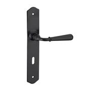 THIRARD - Ensemble de poignées pour porte de chambre Charon trou de clé, carré 7mm, entr'axes 195mm, acier patiné