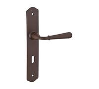 THIRARD - Ensemble de poignées pour porte de chambre Charon trou de clé, carré 7mm, entr'axes 195mm, acier rouillé