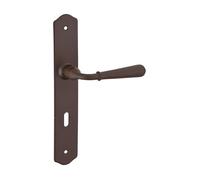 THIRARD - Ensemble de poignées pour porte de chambre Charon trou de clé, carré 7mm, entr'axes 195mm, acier rouillé - THIRARD