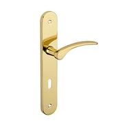 THIRARD - Ensemble de Poignées pour Porte de Chambre Dionysos - Acier Embouti - Design Élégant - Trou de ntr'Axes 195 mm - Carré 7 mm - Finition Laiton - Jaune/Doré
