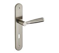 THIRARD - Ensemble de poignées pour porte de chambre Helios trou de clé, carré 7mm, entr'axes 195mm, nickelé brossé