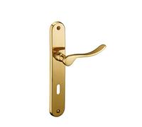 THIRARD - Ensemble de Poignées pour Porte de Chambre Marianne - Laiton Embouti - Trou de Clé - Carré 7 mm - Entr'Axes 195 mm - Finition Laiton Poli - Jaune/Doré