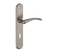 THIRARD - Ensemble de poignées pour porte de chambre Selene trou de clé, carré 7mm, entr'axes 195mm, nickelé satiné