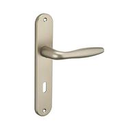 THIRARD - Ensemble de Poignées pour Porte de Chambre Thalia - Acier Embouti - Trou de Clé - Usage Pratique - Entr'Axes 195 mm - Carré 7 mm - Finition Nickelé Satiné - Gris