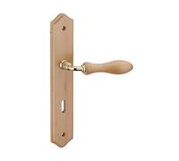 THIRARD - Ensemble de poignées pour porte de chambre Themis trou de clé, carré 7mm, entr'axes 195mm, bois brut