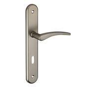THIRARD - Ensemble de Poignées pour Porte de Chambre Vesta - Aluminium - Trou de Clé - Carré 7 mm - Entr'Axes 195 mm - Finition Nickelé Satiné - Usage Pratique et Esthétique - Gris