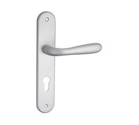 THIRARD - Ensemble de poignées pour porte d'entére Goccia trou de cylindre, carré 7mm, entr'axes 195mm, chromé satin