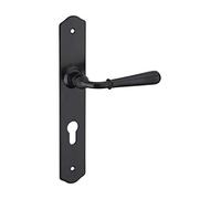 THIRARD - Ensemble de poignées pour porte d'entrée Charon trou de cylindre, carré 7mm, entr'axes 195mm, acier patiné