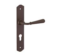 THIRARD - Ensemble de poignées pour porte d'entrée Charon trou de cylindre, carré 7mm, entr'axes 195mm, acier rouillé