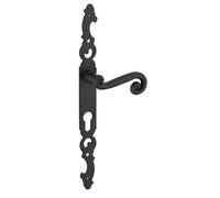 THIRARD - Ensemble de poignées pour porte d'entrée Coq trou de cylindre, carré 7mm, entr'axes 195mm, laqué noir - THIRARD