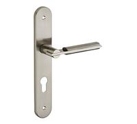 THIRARD - Ensemble de Poignées pour Porte d'Entrée Gaia - Acier Embouti - Usage Pratique et Esthétique - Trou de Cylindre - Carré 7 mm - Entr'Axes 195 mm - Finition Nickelé Brossé - Gris