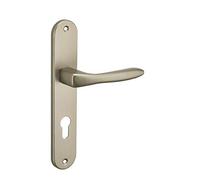 THIRARD - Ensemble de Poignées pour Porte d'Entrée Hera - Acier Embouti - Usage Pratique - Trou de Cylindre - Carré 7 mm - Entr'Axes 195 mm - Finition Nickelé Satiné - Gris