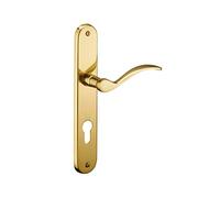 THIRARD - Ensemble de Poignées pour Porte d'Entrée Marianne - Laiton Embouti - Trou de Cylindre - Carré 7 mm - Entr'Axes 195 mm - Finition Laiton Poli - Jaune/Doré