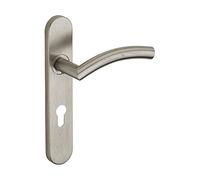 THIRARD - Ensemble de Poignées pour Porte d'Entrée Ouranus - Inox Brossé - Usage Pratique - Trou de Cylindre - Carré 7 mm - Entr'Axes 195 mm - Design Élégant - Gris
