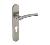 THIRARD - Ensemble de Poignées pour Porte d'Entrée Poseidon - Inox Brossé - Usage Pratique - Trou de Cylindre - Entr'Axes 195 mm - Carré 7 mm - Design Élégant - Gris