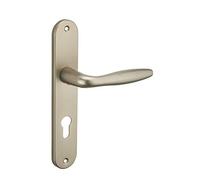 THIRARD - Ensemble de Poignées pour Porte d'Entrée Thalia - Acier Embouti - Trou de Cylindre - Usage Pratique et Esthétique - Entr'Axes 195 mm - Carré 7 mm - Finition Nickelé Satiné - Gris