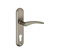THIRARD - Ensemble de poignées pour porte d'entrée Vesta trou de cylindre, carré 7mm, entr'axes 165mm, nickelé satiné