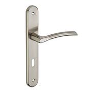 THIRARD - Ensemble de poignées pour porte de chambre Eris trou de clé, carré 7mm, entr'axes 195mm, nickelé brossé