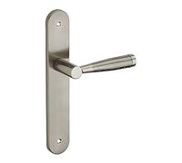 THIRARD - Ensemble de poignées pour porte intérieure Helios sans trou, carré 7mm, entr'axes 195mm, nickelé brossé