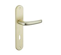 THIRARD - Ensemble de Poignées pour Porte Intérieure Maia - Aluminium Anodisé F2 - Usage Porte de Chambre - Trou de Clé - Carré 7 mm - Entr'Axes 195 mm - Jaune/Doré