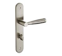 THIRARD - Ensemble de poignées pour salle de bain/toilette Helios à condamnation, carré 7mm, entr'axes 195mm, nickelé brossé