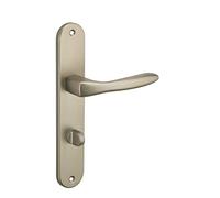 THIRARD - Ensemble de Poignées pour Salle de Bain et Toilette Hera - Acier Embouti - Usage Pratique - Condamnation - Carré 7 mm - Entr'Axes 195 mm - Finition Nickelé Satiné - Gris