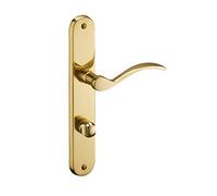 THIRARD - Ensemble de poignées pour porte intérieure Marianne sans trou, carré 7mm, entr'axes 195mm, laiton poli