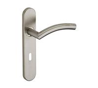 THIRARD - Ensemble de poignées pour porte de chambre Ouranus trou de clé, carré 7mm, entr'axes 195mm, inox brossé