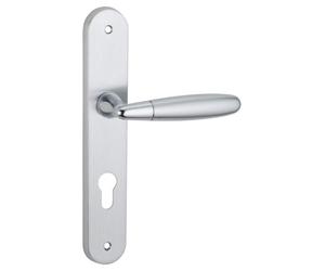 THIRARD Ensemble Poignée sur Rosace Mirella 2 Entr'axe 195 Trou de Cylindre Chrome Satiné/Brillant pour Portes Intérieures - Béquilles Alliage - Vis Métaux - Carré Acier 7MM - Ressort de Rappel