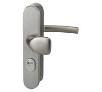 THIRARD Ensemble Poignées Porte Palière Trou de Cylindre Anodisé Inox | Sur plaque, aileron réversible, aluminium, entraxe 216 mm, carré 7 mm, vis invisibles