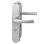 THIRARD - Ensemble Poignées de Sécurité pour Porte d'Entrée - Béquille Double - Aluminium Massif - Design Élégant - Entr'Axe de Fixation 216 mm - Finition Argentée - Carré 7 mm - Gris