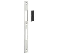 Thirard Gâche plate inox double empénage – Compatible pêne dormant et rouleau 244×20×2,5 mm Gris