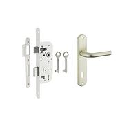 THIRARD Garniture Serrure Encastrable à Clé + Poignées Leto, Blanc, 2 Clés | Axe 40 mm, Bouts Ronds, Entraxe 70 mm, Carré 7 mm, Réversible Droite/Gauche, 1 Point de Fermeture, Zinc, Finition Verni