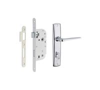 THIRARD - Garniture serrure encastrable à condamnation + ensemble poignées Ares, axe 40mm, bouts ronds, blanc - THIRARD